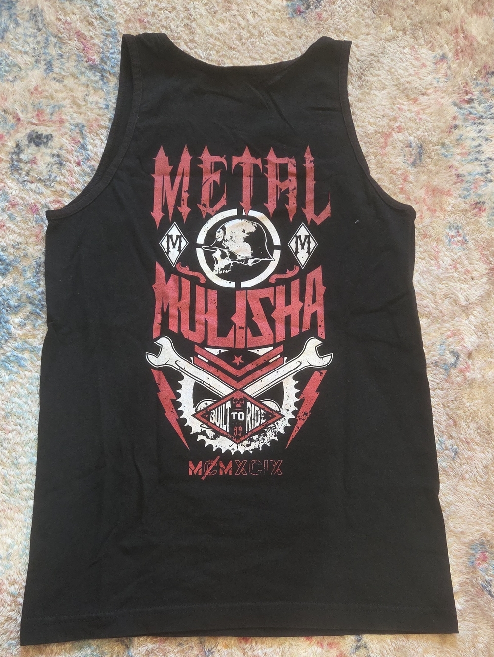 Metal Mulisha Black Tank with Red and White Skull Graphic
